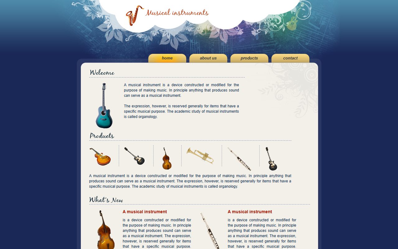 Musical instruments · 响应式网站模板 图 1