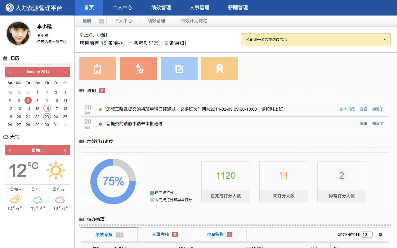 人力资源管理平台 · 响应式网站模板 图 1