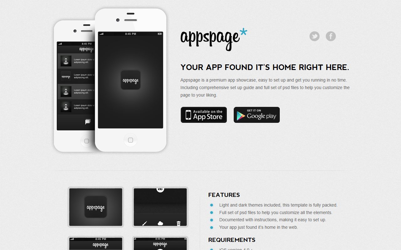 单页落地页模板 · appspage App · 响应式网站模板 图 1