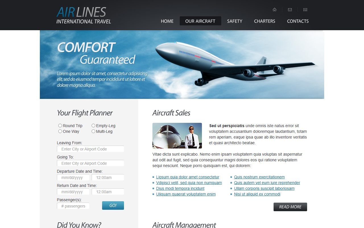 旅游出行模板 · AIR LINES · 响应式网站模板 图 2