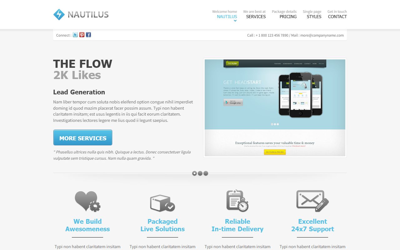 企业官网模板 · Nautilus · 响应式网站模板 图 1