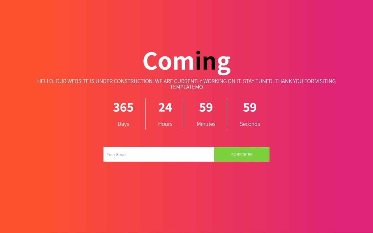 单页落地页模板 · Coming Soon · 响应式网站模板 图 1