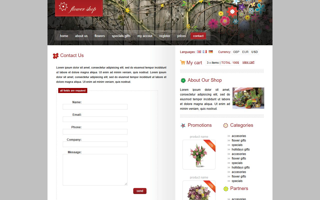 电商商城模板 · Flower Shop · 响应式网站模板 图 2
