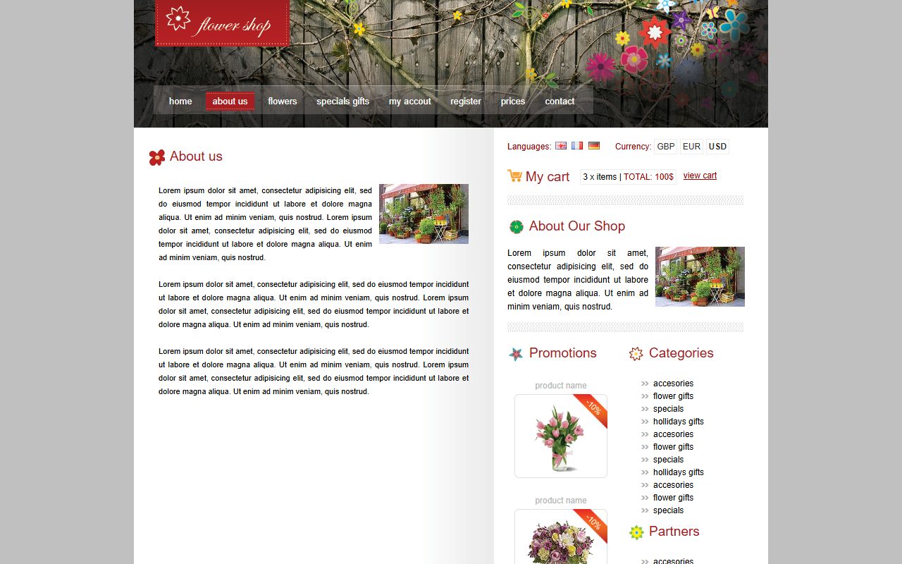 电商商城模板 · Flower Shop · 响应式网站模板 图 3