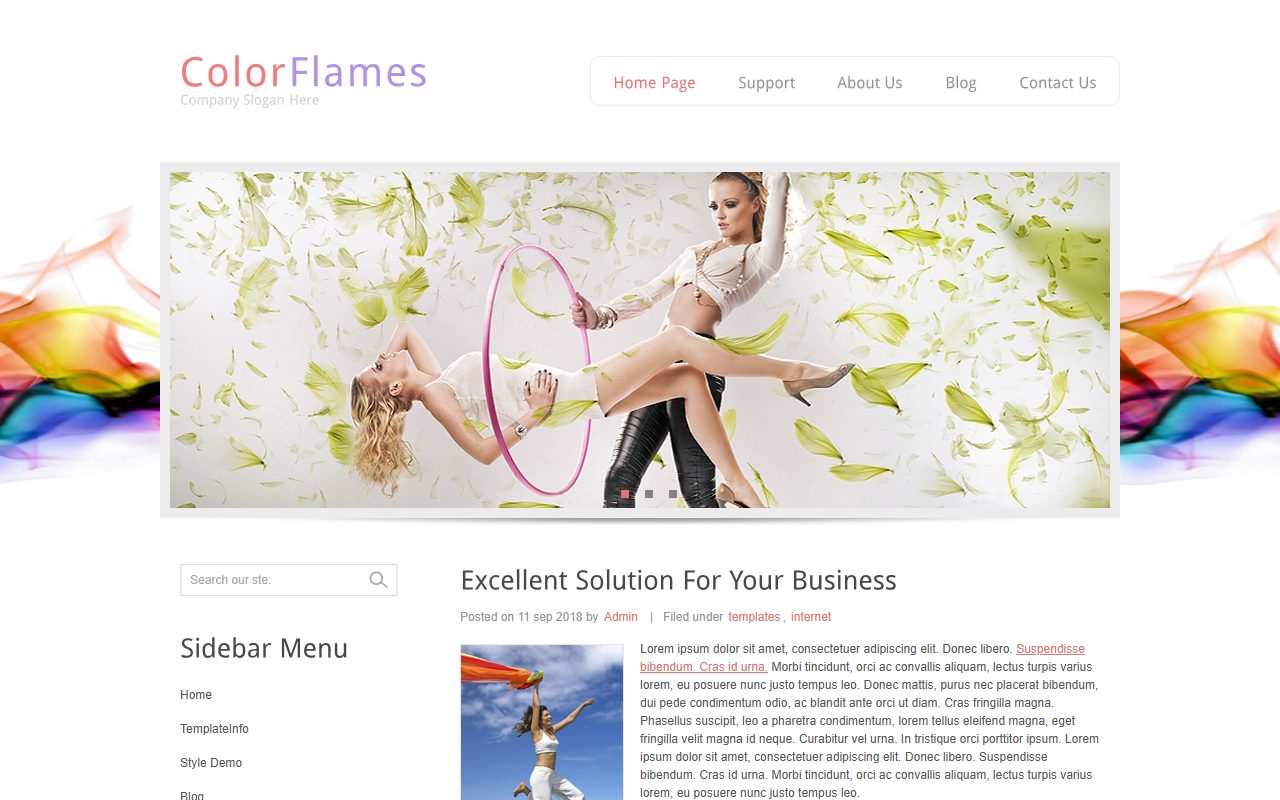 博客资讯模板 · ColorFlames · 响应式网站模板 图 1