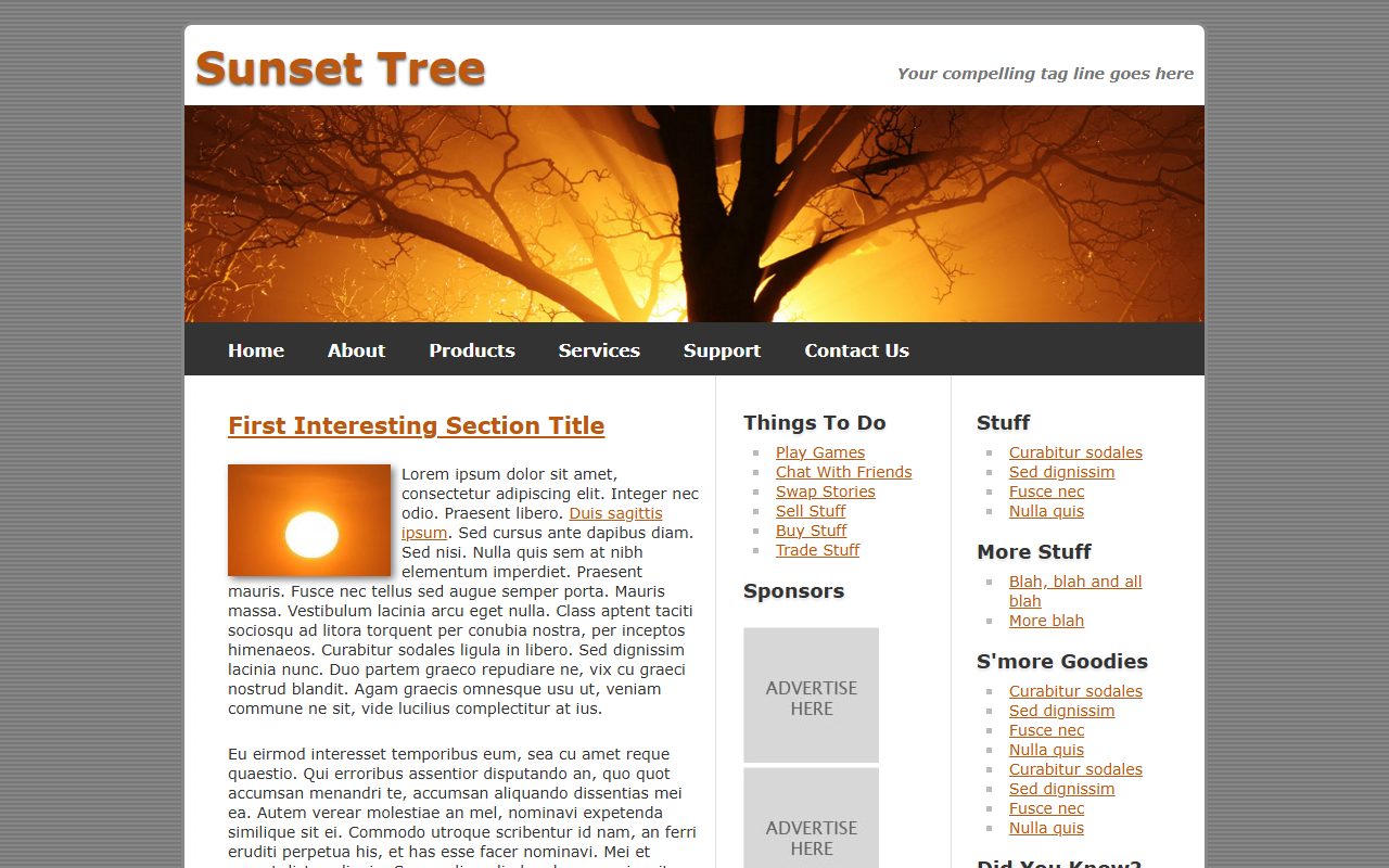 博客资讯模板 · SunsetTree · 响应式网站模板 图 1