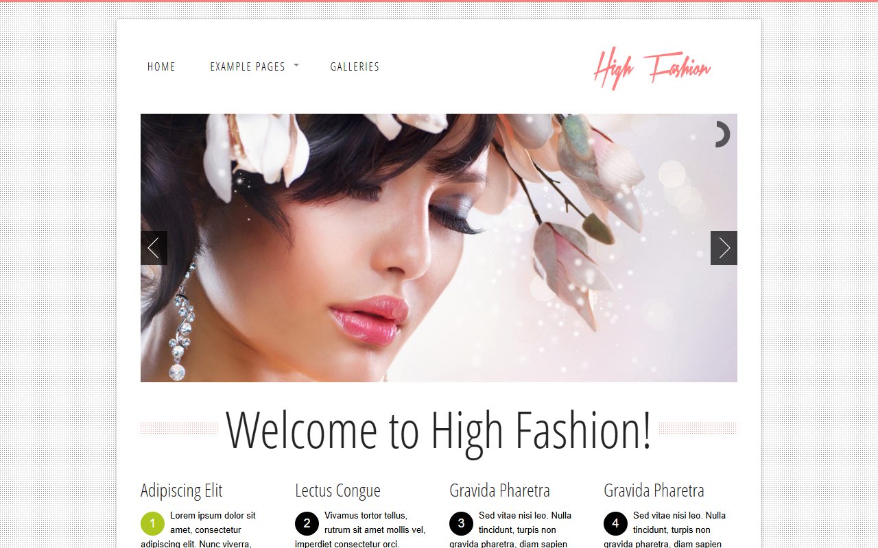 服装时尚模板 · High Fashion · 响应式网站模板