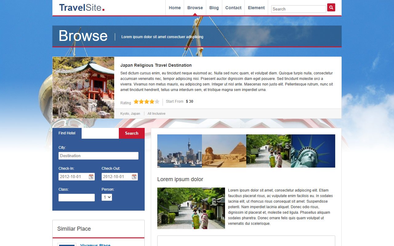 旅游出行模板 · TravelSite Theme · 响应式网站模板 图 2