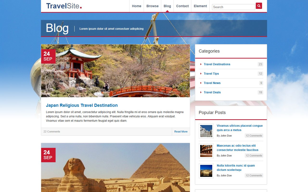 旅游出行模板 · TravelSite Theme · 响应式网站模板 图 3