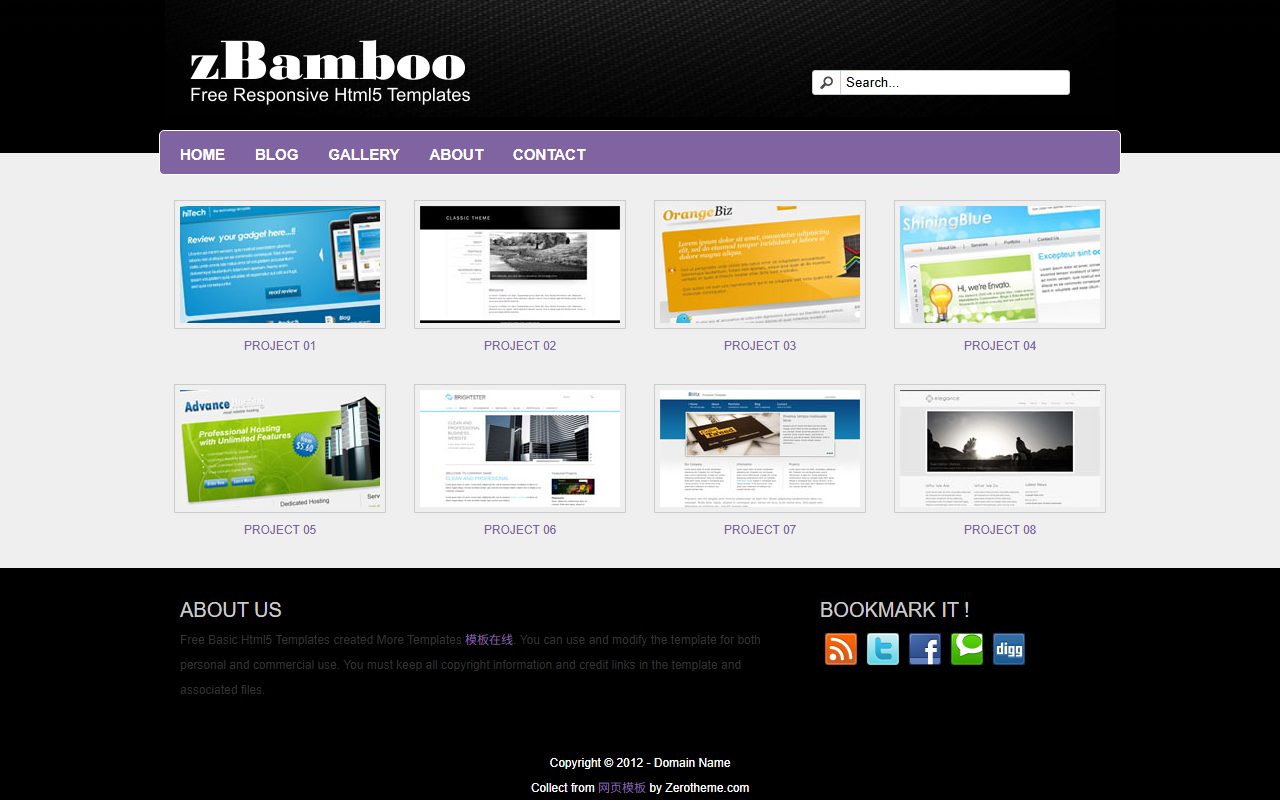 企业官网模板 · zBamboo Free · 响应式网站模板 图 2