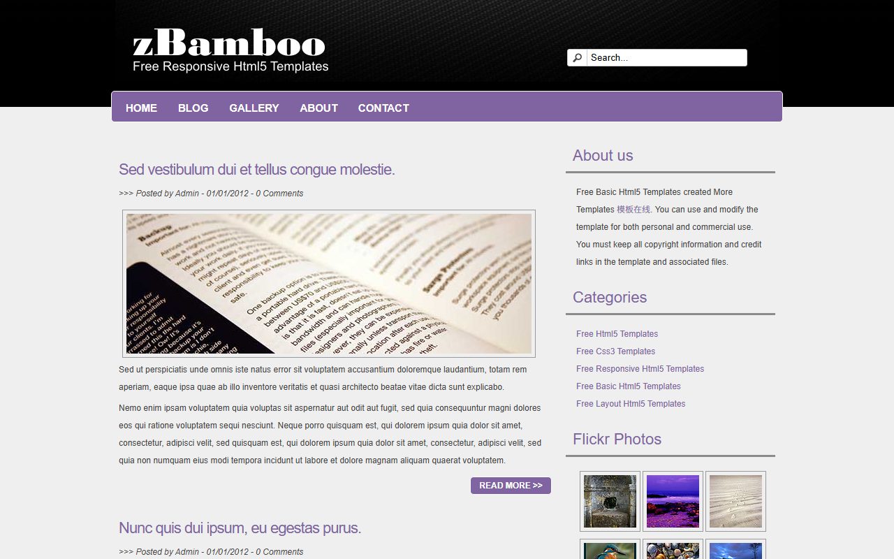 企业官网模板 · zBamboo Free · 响应式网站模板 图 3