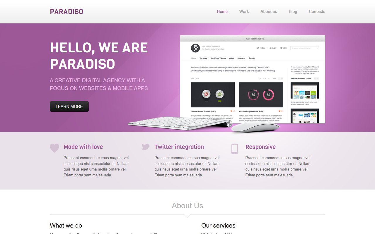 设计创意模板 · Paradiso · 响应式网站模板