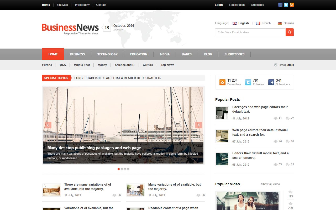 博客资讯模板 · BusinessNews · 响应式网站模板 图 1