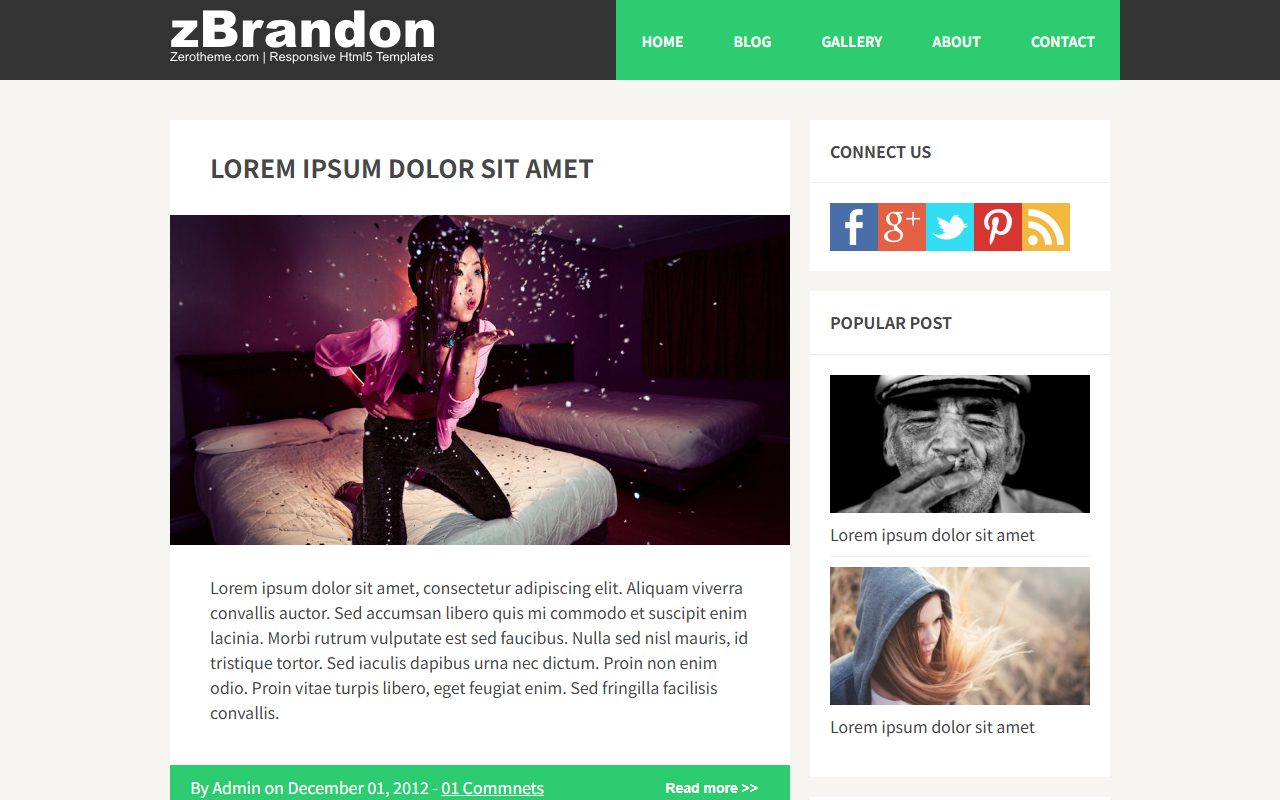 博客资讯模板 · zBrandon · 响应式网站模板