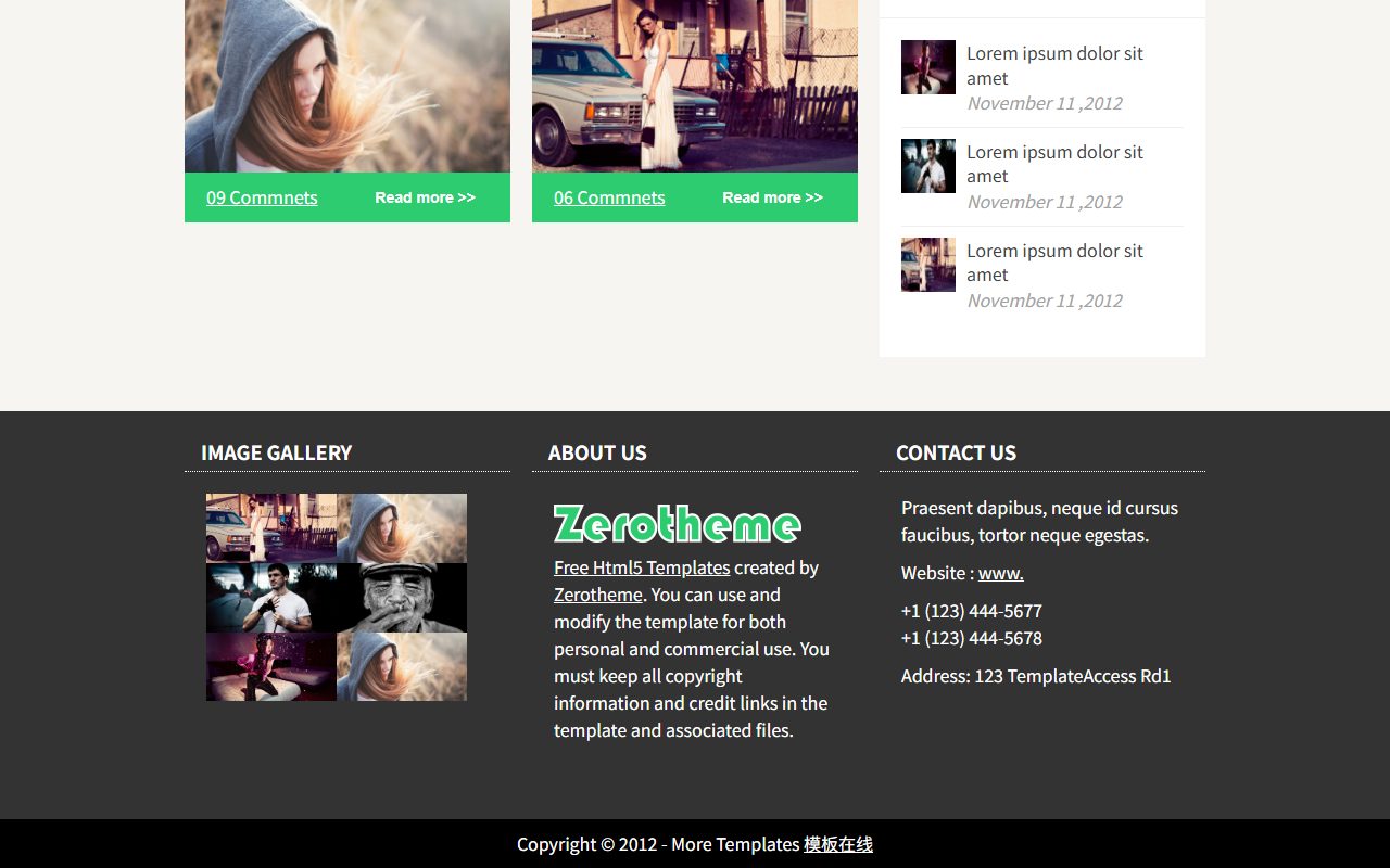 博客资讯模板 · zBrandon · 响应式网站模板 图 3