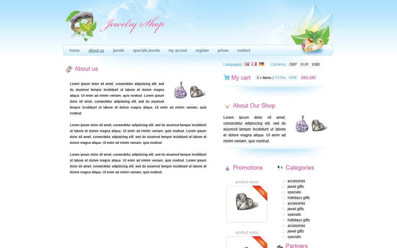 电商商城模板 · Jewelry Shop · 响应式网站模板 图 3