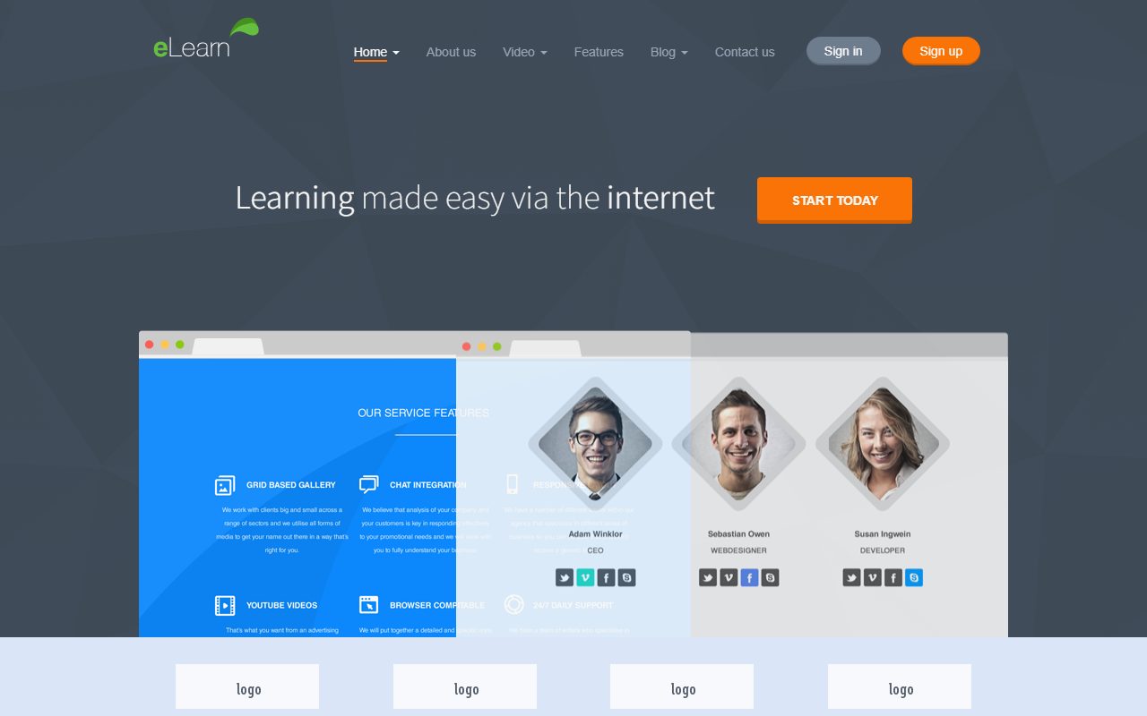教育培训模板 · eLearn · 响应式网站模板 图 1