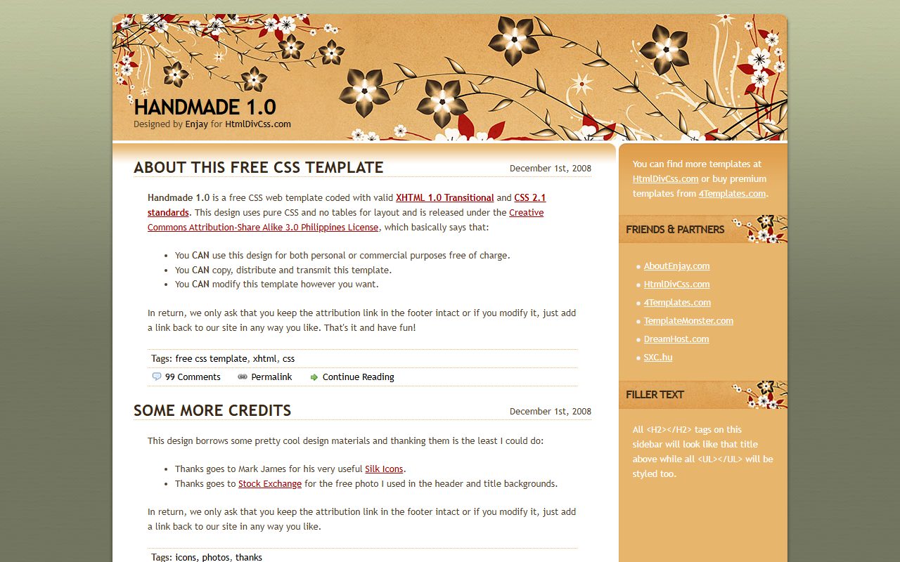 设计创意模板 · Handmade · 响应式网站模板 图 1