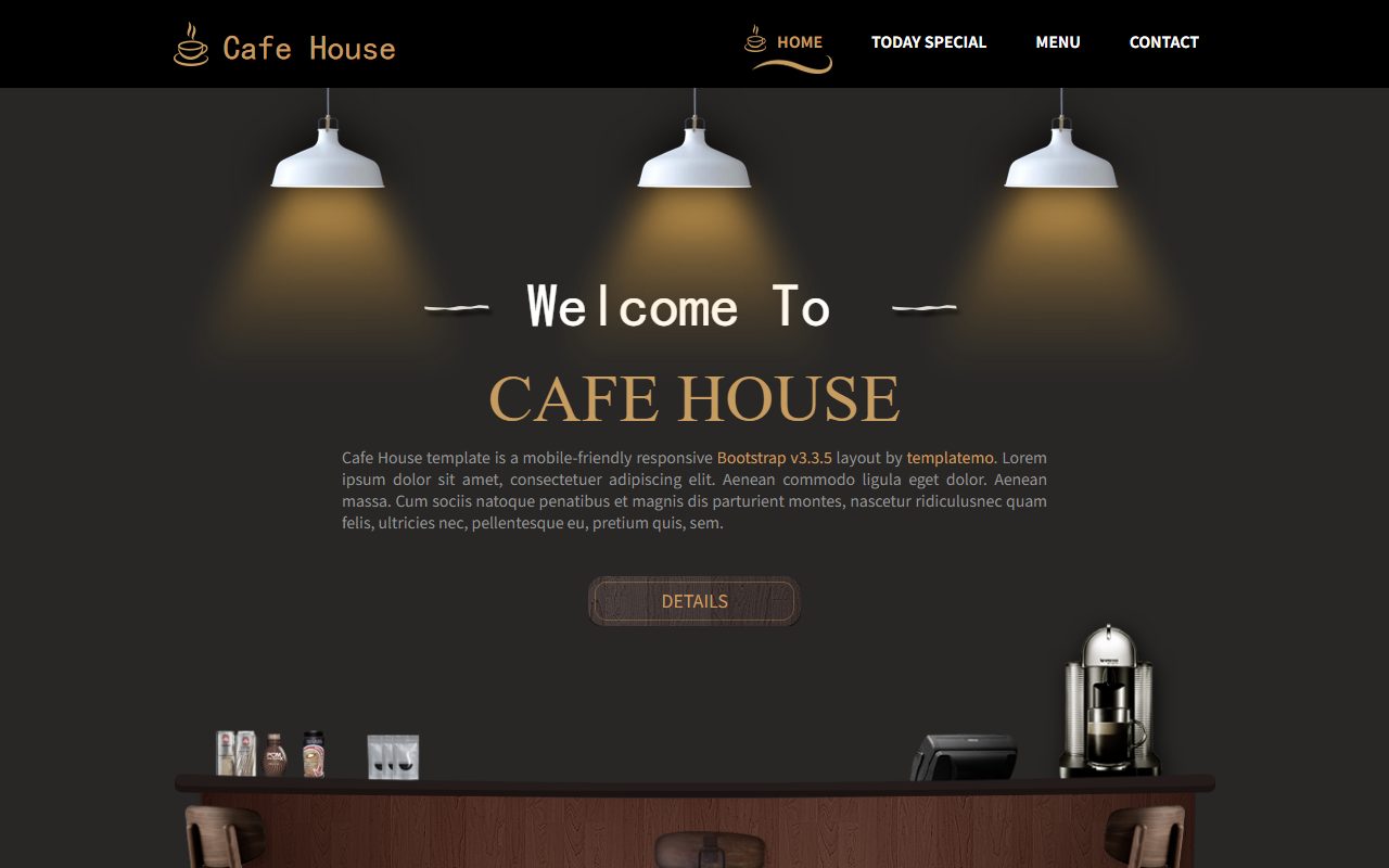 餐饮美食模板 · Cafe House · 响应式网站模板 图 1