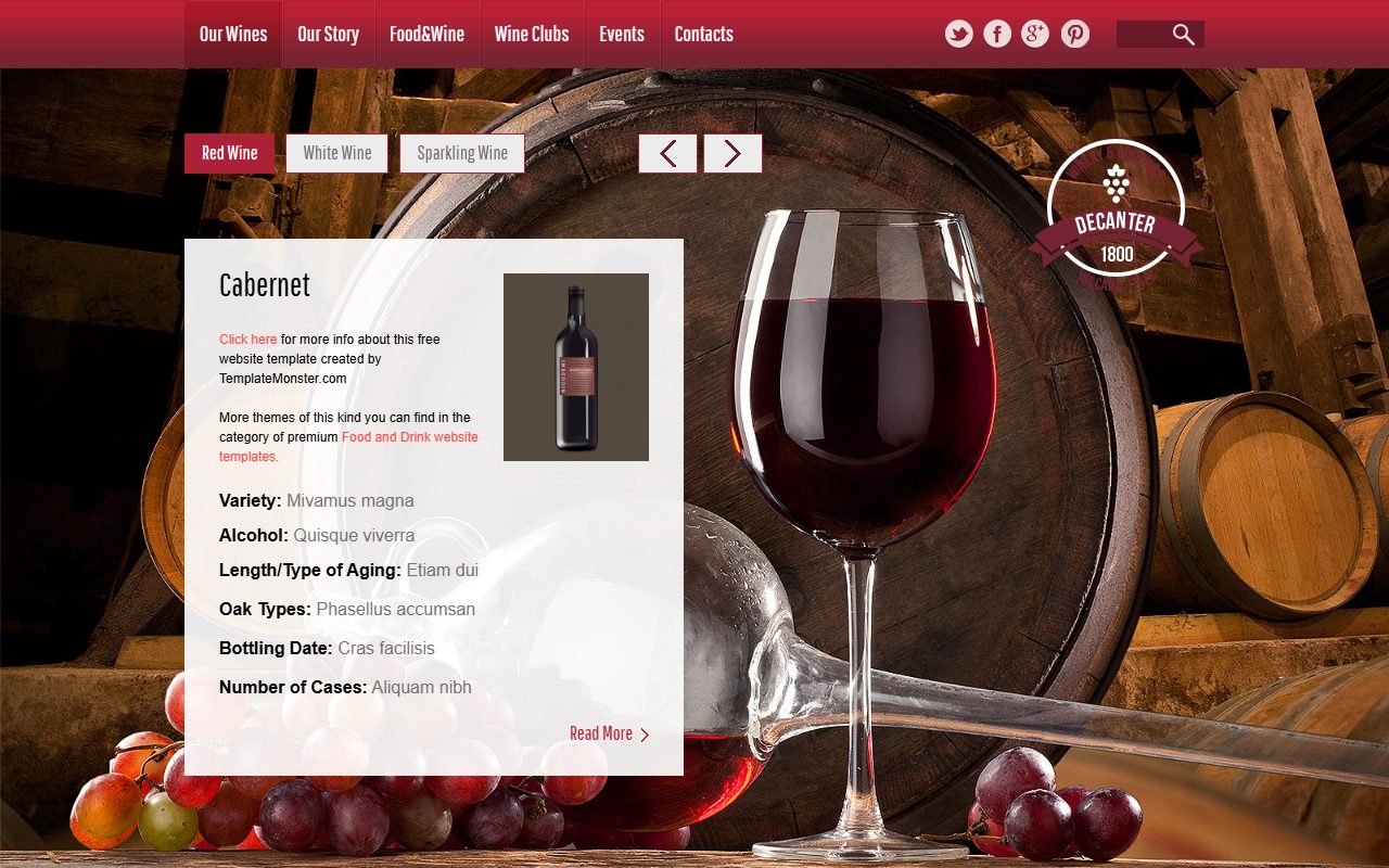 宠物服务模板 · Our Wines 2 · 响应式网站模板 图 1