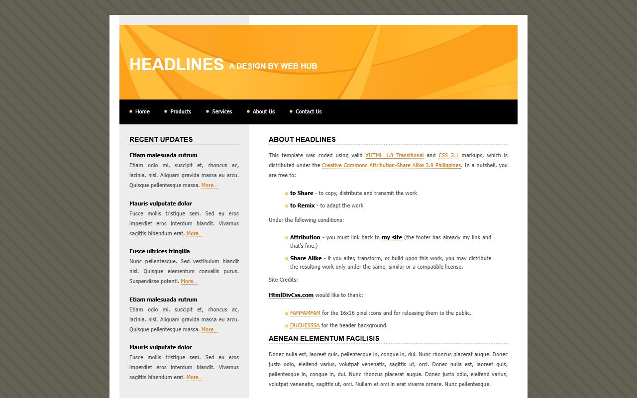 设计创意模板 · Headlines · 响应式网站模板