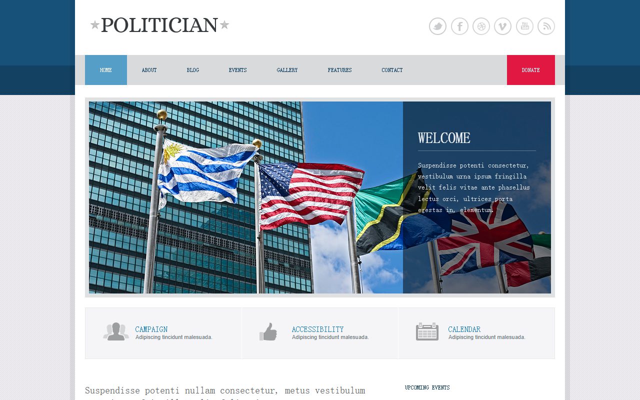 博客资讯模板 · Politician · 响应式网站模板 图 1