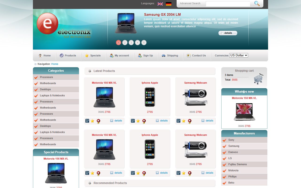 电商商城模板 · Electronix Store · 响应式网站模板 图 1